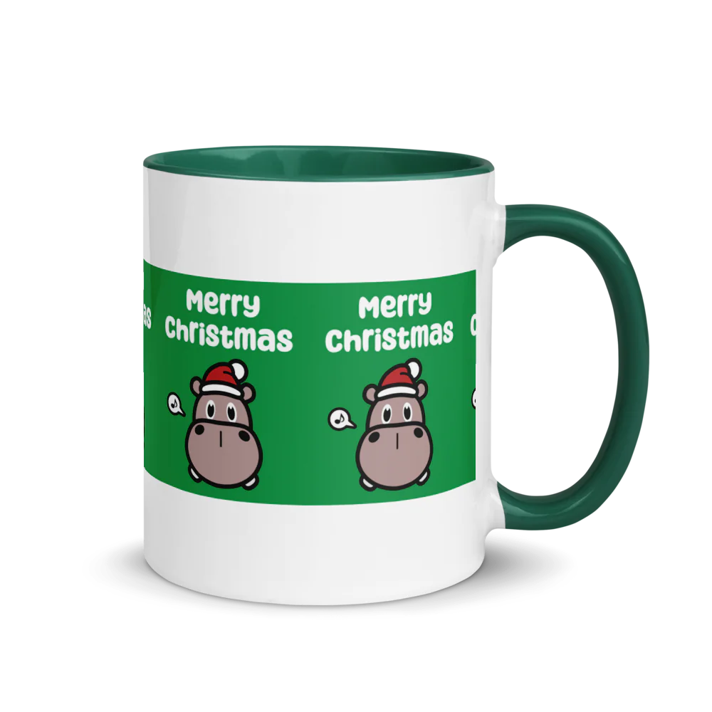 Hippo Moo-Deng White Ceramic Mug with Color Inside | Customizable Coffee Cup