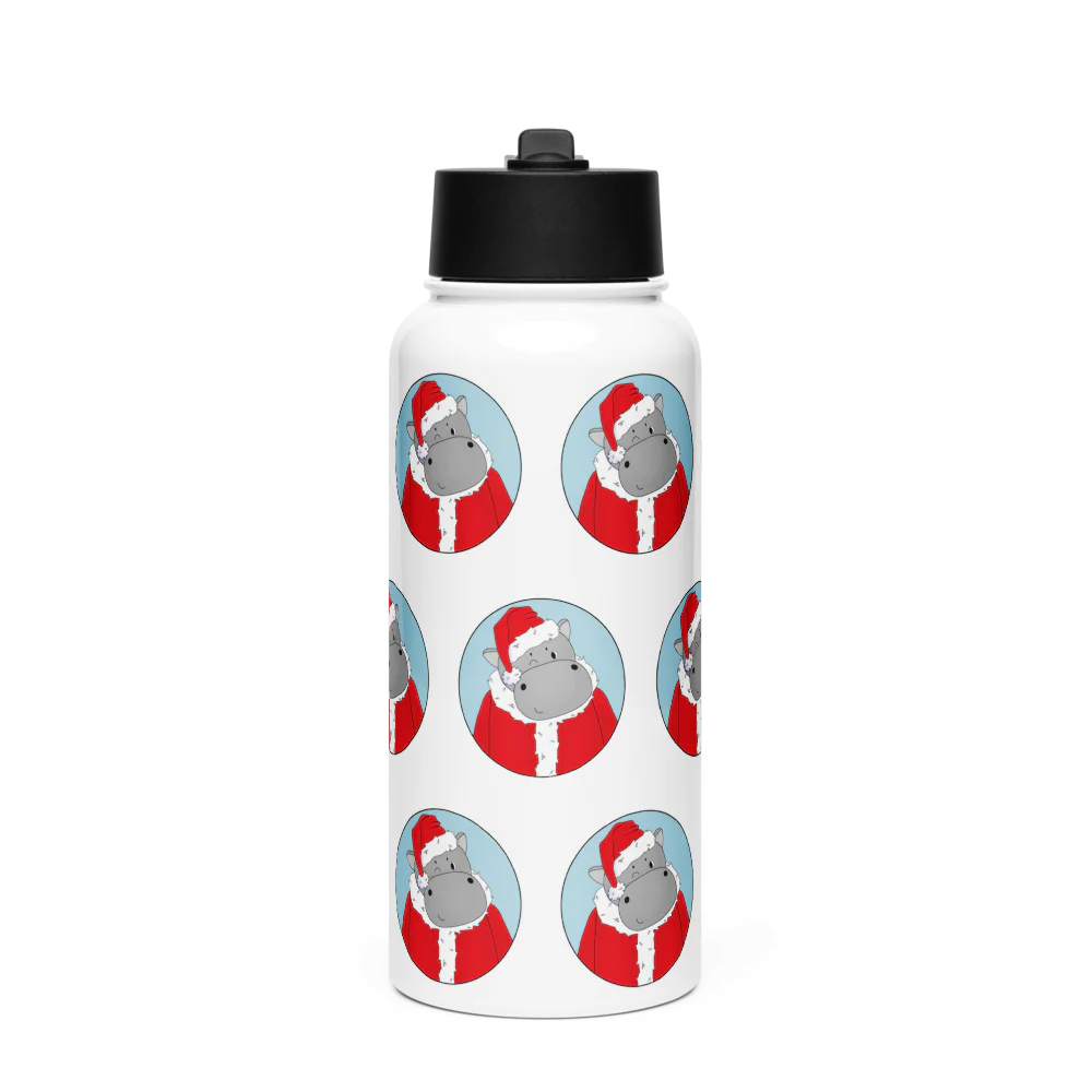 Hippo Moo-Deng Stainless Steel Water Bottle with Straw Lid | Durable & Eco-Friendly Drinkware