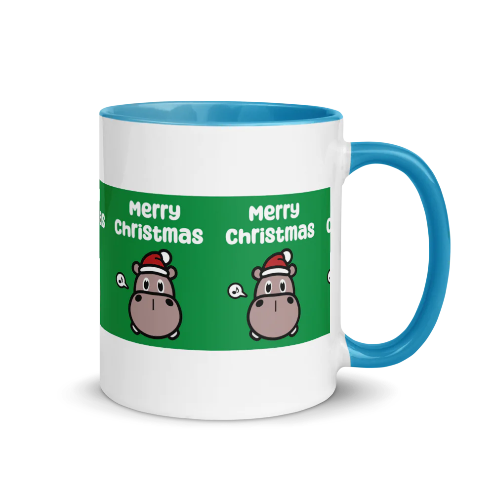 Hippo Moo-Deng White Ceramic Mug with Color Inside | Customizable Coffee Cup