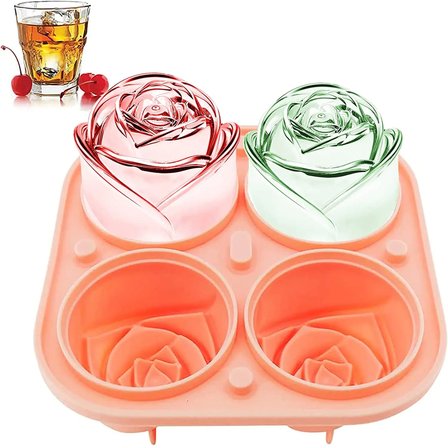 Valentine Rose Ice Mold Flower Shaped Cubes Ice Creation