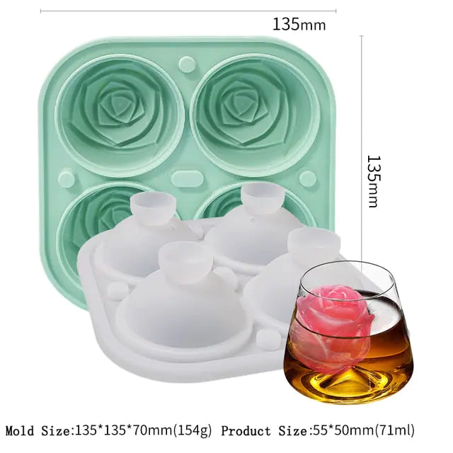 Valentine Rose Ice Mold Flower Shaped Cubes Ice Creation