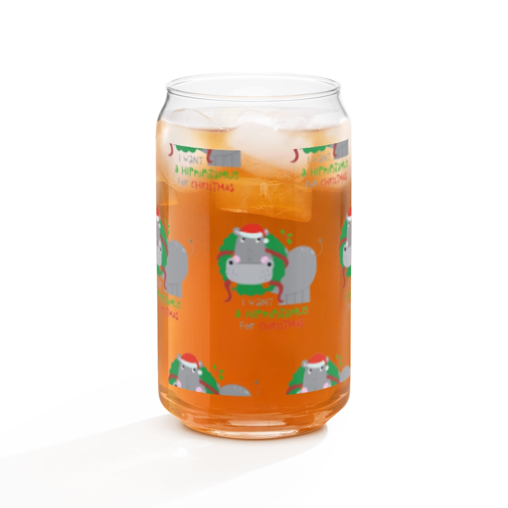 Hippo Moo-Deng 16 oz Can-Shaped Glass – Fun & Unique Drinkware for Parties & Gatherings