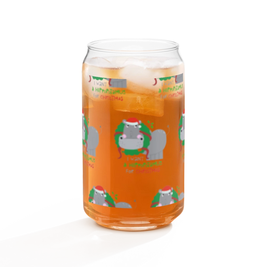 Hippo Moo-Deng 16 oz Can-Shaped Glass – Fun & Unique Drinkware for Parties & Gatherings