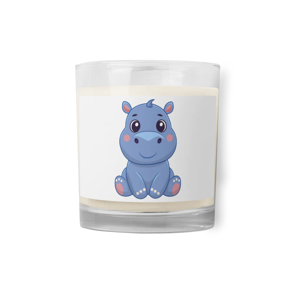 Hippo Moo-Deng Glass Jar Soy Wax Candle – Handcrafted, Eco-Friendly Scented Candle for Relaxation