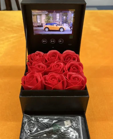 Valentine Red Real Rose Flower Gift Jewelry Box